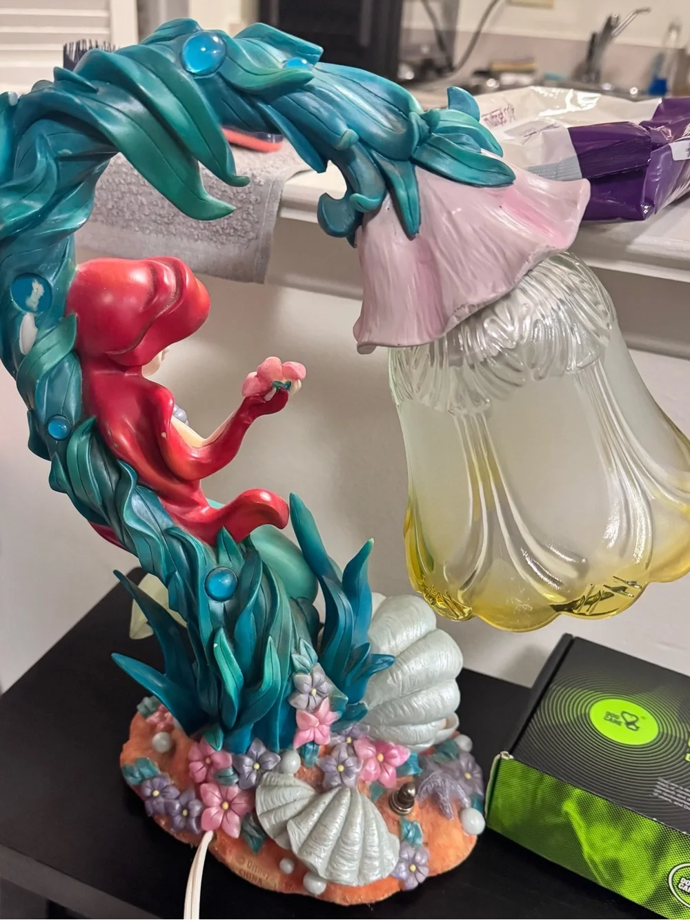 Disney Ariel Table Lamp in Teal, Red & Yellow 2004 Vintage